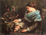 Courbet, Gustave The Sleeping Spinner oil painting on canvas